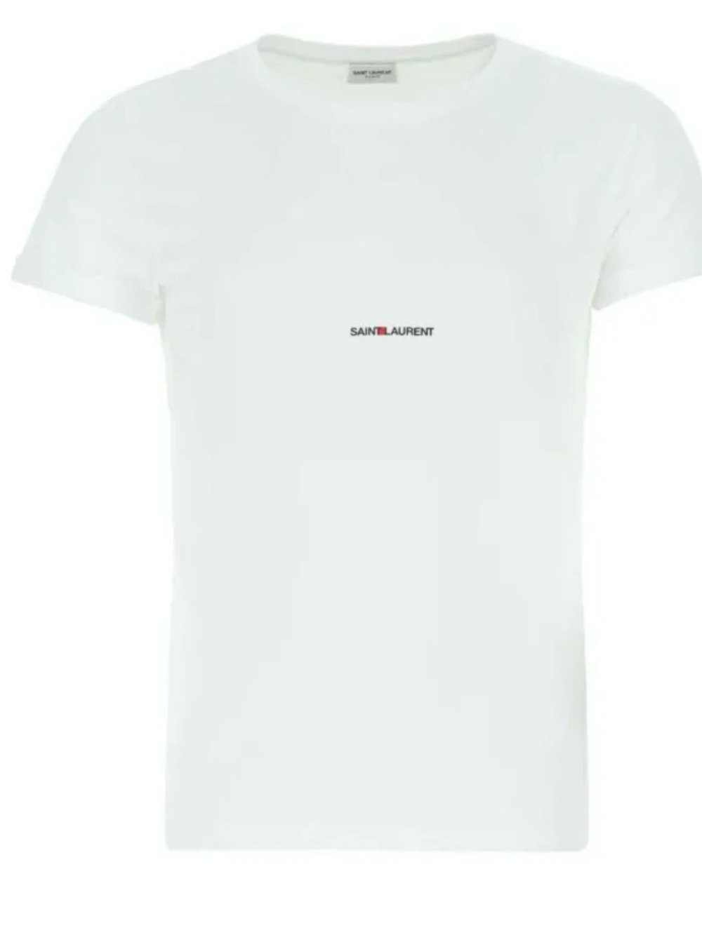 Saint Laurent White Crewneck Tee with Small Center Logo